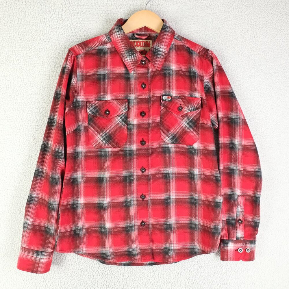 Dixxon Shirt Mens Medium Red Black Plaid Flannel Button Up So Cal D Tech